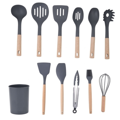 12PCS Αντικαρδιόμενα σκεύη κουζίνας από σιλικόνη με πλαστικό θήκη